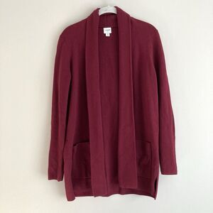 J Crew Chelsea Red Open Front Sweater Cardigan Coatigan Size Small Pockets